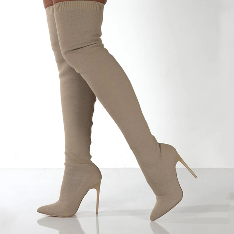 Pipe Bending Spring - Vrouwen Herfst Over De Knie Laarzen